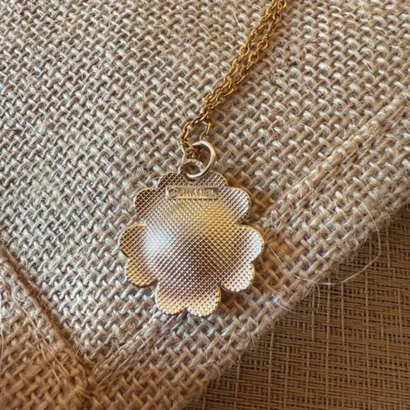 Handmade Vintage CHANEL CC Floral Charm Upcycled Repurposed Pedant necklace - Picture 2 of 3